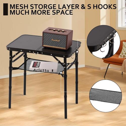 YihuiKo Folding Picnic Table with Storage Net, Lightweight Portable Table