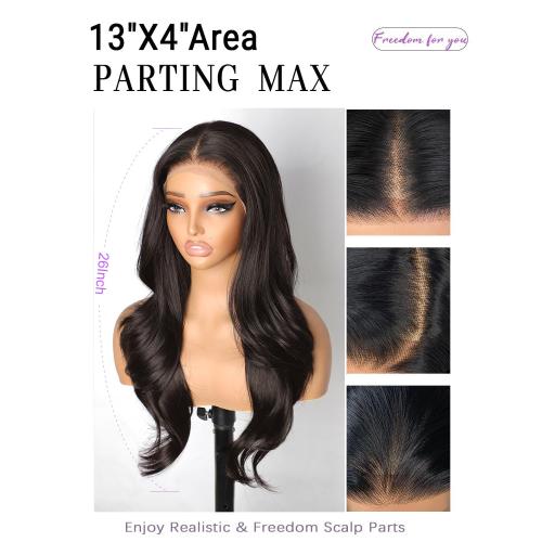 Chocolate Brown Lace Front Wig 13x4 HD Glueless Brown Wigs Pre Plucked for Beginners Synthetic Lace Front Wig for Women Long Layered Wave Wig 26inch