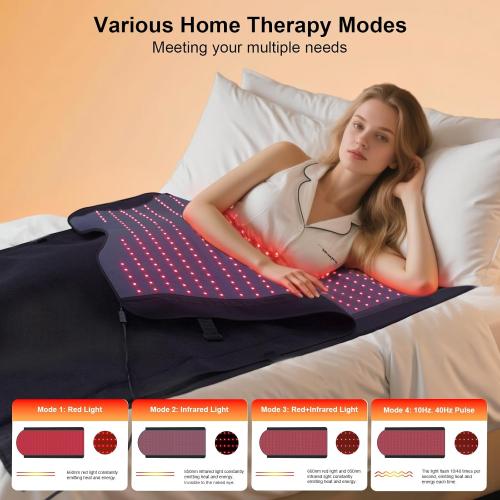 W2570 Full Body Red Light Therapy Mat, 71x33 Redlight Therapy Blanket with Premium Leather, 2580 LEDs Dual Wavelength 660nm & 850nm Near Infrared Therapy Bag for Home Use