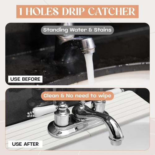 an Oval Hole White Faucet Mat for Kitchen Sink 17.32 x 4.6 Kitchen Faucet Absorbent Mat Diatomite Splash Guard for Sink Quick Drying Stone Drip Catcher for Bathroom Counter