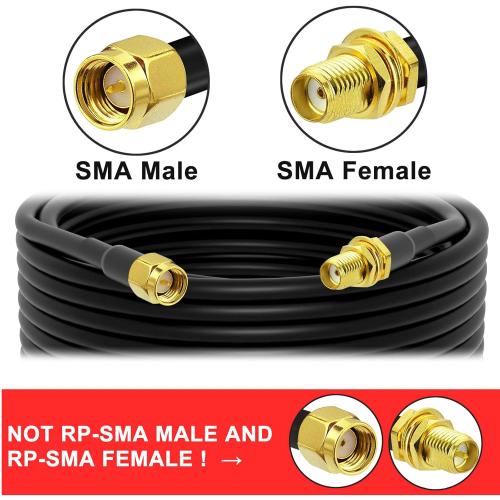 SMA Extension Cable 32.8ft 10m SMA Male to SMA Female RG58 Coaxial Cable 50 Ohm Low Loss, Two-Way Radio Pure Copper Cable for BaoFeng HT Kenwood Yaesu HF Radio Extending Device