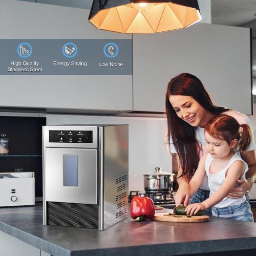Costway Nugget Ice Maker, 44Lbs/24H Countertop Ice Makers, Self-Cleaning Ice Machine with 4.4 Lbs Basket, Auto Water Refill, Chewable Pebble Ice Maker for Home Kitchen Party