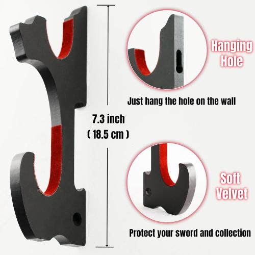 Eforlife 2/Set Sword Hook Wall Mount Samurai Sword Hanger Display Holder Adjustable for Katana Wakizashi Tanto Genji Sword Weapon Rack