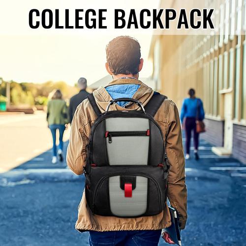 YOREPEK 18.4 Laptop Backpack, Large Backpacks with USB Charger Port, TSA Friendly Flight Approved Weekend Carry on Backpack with Luggage Strap for Men and Women, Grey