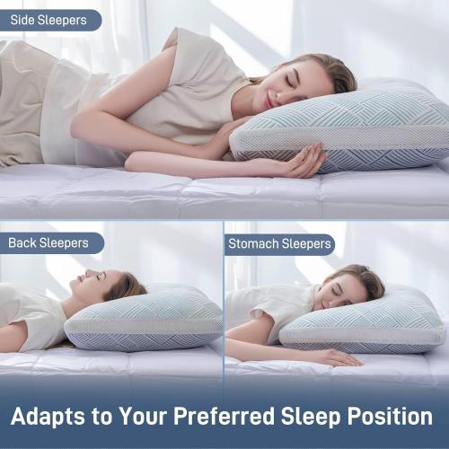 Shredded Memory Foam Cooling Soft Bamboo Viscose Pillow King Size, Adjustable Hypoallergenic Hotel Quality Pillow for Side, Back or Stomach Sleeper, Oeko-TEX Certified