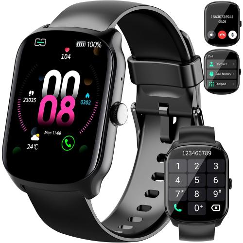 Smart Watch for Men Women, 1.95HD Smartwatch (Dial/Answer Calls), Heart Rate/Sleep Monitor Fitness Smartwatch, Curved Screen Watches, 112  Sports Modes Activity Trackers,IP68 Waterproof, Black
