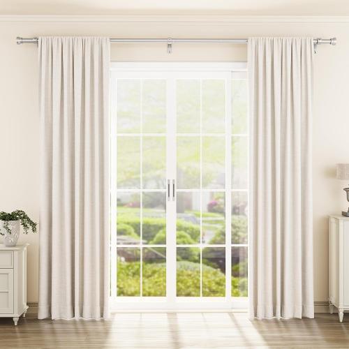 YaFex Curtain Rods 32-144 Inch, Heavy Duty 1 Inch Adjustable Curtain Rod for Windows, Silver Extra Long Window Treatment Rods, Modern Design, Easy Installation