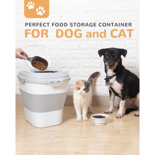 30-35 Lbs Dog Food Storage Container Collapsible Dog Food Container with Airtight Lids, Wheels, Scoop and 2pcs Food Storage Containers, Large Pet food storage for Dog, Cat