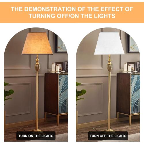 White Lamp Shades Set of 2, 8''x8''Top, 13''x13''Bottom 10'' Height, Square Lampshades Replacement Lamp Shades Natural Linen Hand Crafted for Table Lamps Floor Lamps Pendent Light, Assembly Required