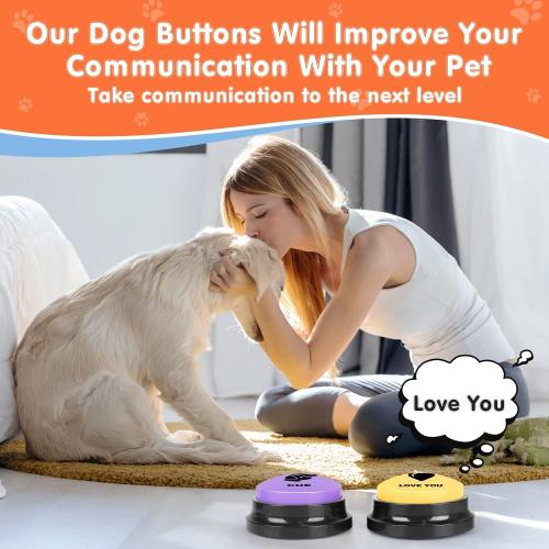 8 Pack Dog Buttons for Communication,Talking Buttons for Dogs,8 Recordable Sound Buttons   24 Scene Patterns   1 Dog Button Mat  16 AAA Batteries，30 Seconds Dog Buttons for Pet Sound Training Toy