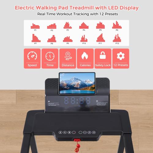 Walking Pad with Handle Bar, 3.5HP Electric Portable Walking Pad Treadmill with Handles, 0.6-10MPH Running Treadmill with Handles for Home Small, Big Screen, 400LBS Capacity