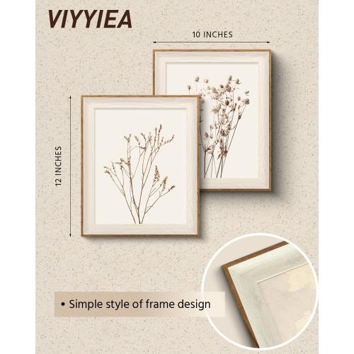 VIYYIEA Framed Wall Art Set Dried Botanical Canvas Prints Wall Decor Bathroom Art Aesthetic Modern Wall Pictures Minimalist Floral Home Decor for Living Room Bedroom Office 10x12 Inch