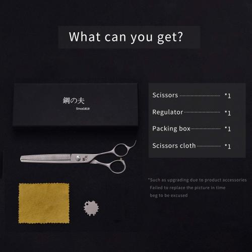 7 Professional Straight Dog Grooming Scissors Kit, Ergonomic Pets Cutting Shears, JP-440C Stainless Steel with Offset Handle, Light-weight Shears for Fur Hair Trimming