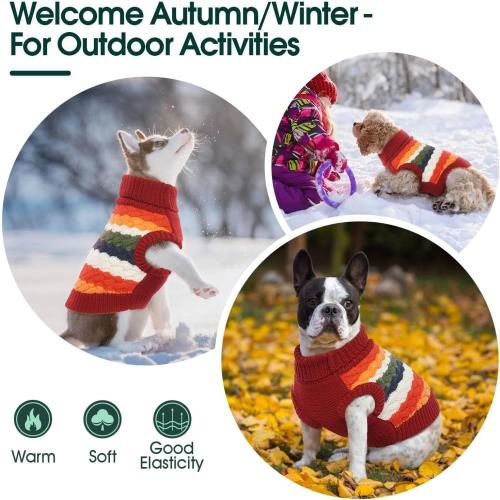Kuoser Dog Sweater, Christmas Dog Sweaters for Extra Small Dogs Soft Warm Doggie Sweater Colorful Cable Knitted Vest, Pet Thermal Turtleneck Fall Winter Kniwear for Xmas Thanksgiving, Red XS