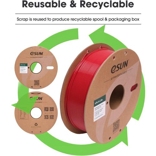 eSUN PLA Filament 1.75mm, High Toughness 3D Printer Filament Upgraded PLA Filament, Dimensional Accuracy  /- 0.03mm, 1KG Cardboard Spool (2.2 LBS) 3D Printing Filament for 3D Printers, Fire Engine Red