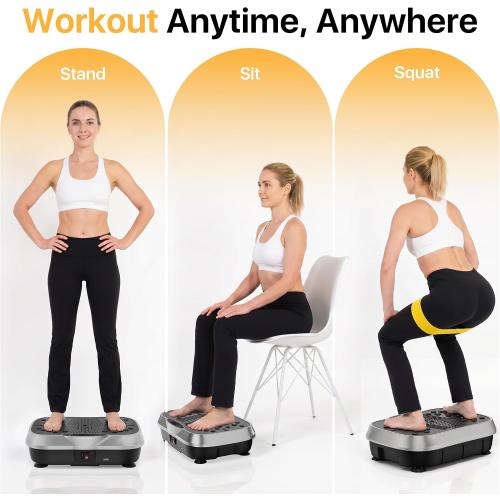 Vibration Plate Exercise Machine for Lymphatic Drainage, 10 Preset Modes & 200-Level Vibrating Platform for Whole Body Fitness, Bluetooth Audio, Home Gym Shake Plate with Resistance Bands