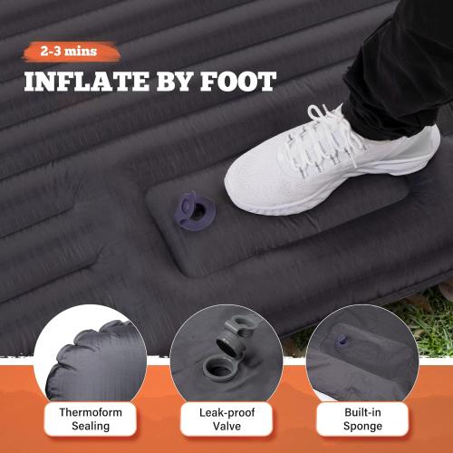 TOBTOS Double Sleeping Pad for Camping, Extra Thick 6 Camping Mattress 2 Person with Pillow Built-in Foot Pump, Inflatable Sleeping Mat for Camp, Backpacking, Hiking, Traveling
