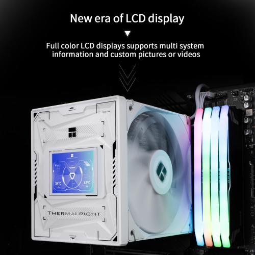 Thermalright Burst Assassin 120 Vision White CPU Cooler, 2.4inch IPS Display LCD Screen with 320x240 Resolution,Computer High Performance Radiator,for LGA1851/1700 and AM4/AM5,156mm High CPU Cooling