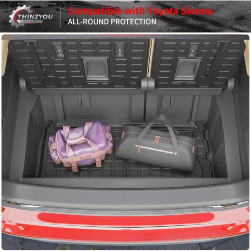 Cargo Mat Compatible with 2021-2025 2026 Toyota Sienna 7&8 Seats Cargo Liner Cargo Mat Trunk Mat Trunk Liner Back Seat Cover 2024 Sienna Accessories (Upgrade Trunk Mat Backrest Mats)