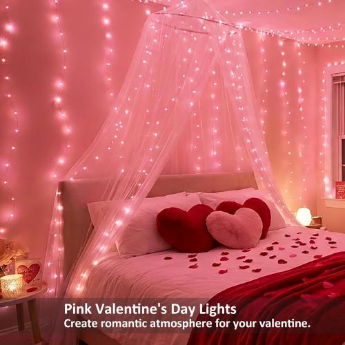 BrizLabs Smart Fairy String Lights, 66ft 200 LED WiFi Pink & White Valentine's Day Fairy Lights App Control, Dimmable Rainbow Christmas Lighting, Music Sync Xmas Lighting Work with Alexa & Google Home