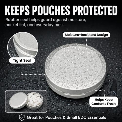 Metal Container for Zyn Pouches, Caffeine Pouches, and EDC Storage | Durable Aluminum, Laser Engraved Design | Slim - (Single Compartment)