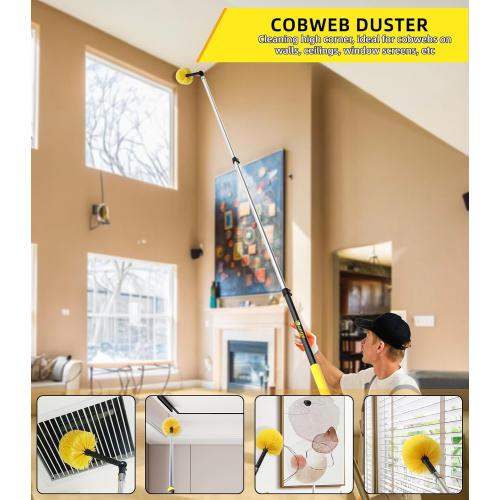 20 Foot High Ceiling Duster Kits with 5-12ft Heavy Duty Extension Pole, High Reach Duster for Cleaning,Microfiber Feather Duster,Cobweb Duster,Ceiling Fan Duster,Window Squeegee & Cleaner