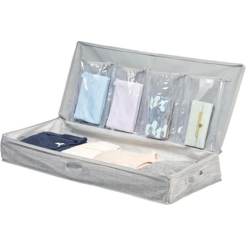 mDesign Long Gift Wrapping Organizer with Handles - Wrapping Paper Holder for Christmas and Holiday Giftwrap - Zipper Closure Storage Bag Container - Taupe/Tan