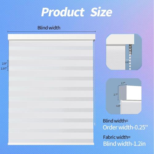 Zebra Blinds for Windows (52 W x 72 H, White) Zebra Roller Window Shades, Corded Dual Layer Light Filtering Privacy for Day and Night, Light Control and Protecting Privacy for Home and Office