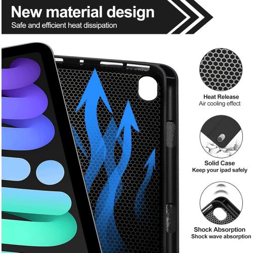 BORIYUAN iPad mini 7th Gen 2024 (A17 Pro) & iPad mini 6 Keyboard Case 2021, Detachable Wireless Keyboard, 7 Color Backlit, Slim Folio Cover with Pencil Holder for iPad mini 7th/6th Gen 8.3 inch Black