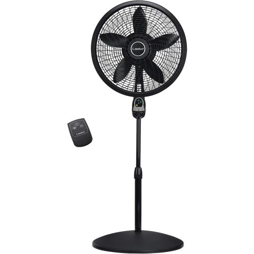 Lasko Oscillating Cyclone Pedestal Fan, Adjustable Height, Timer, Remote Control, 3 Speeds, for Bedroom, Living Room, Home Office, 18, Black, 1843