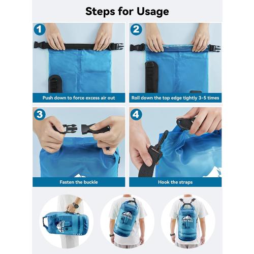 HEETA Dry Bag Waterproof Backpack with Phone Case 5L/10L/20L/30L/40L | Roll Top Lightweight Dry Storage Bag for Women Men, Travel Boating Kayaking Paddle Board Camping Beach Essentials Accessories