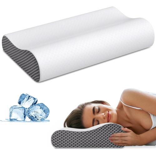 Cervical Neck Pillow for Pain Relief, Contour Memory Foam Pillows Ergonomic Pillow for Sleeping Bed Pillow Neck Support with Cooling Pillowcase Orthopedic Pillow for Side Back Sleepers