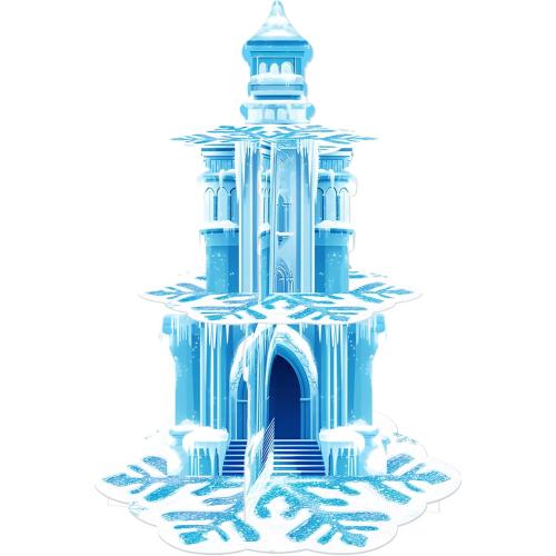 Frozen Birthday Party Decorations, 3-Tier Frozen Cupcake Stand with Snowflakes and Ice Castle Design for Winter Wonderland Theme, Baby Shower and Kids Frozen Party (Blue Snowflake)