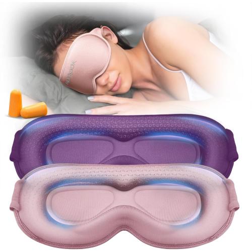 Color Purple and Pink Weighted Eye Mask for Sleeping 2 Pack - 3D Contoured Sleep Masks for Women Men, Blackout Eye Mask for Travel, Meditation, Airplane, Memory Foam, Adjustable Strap Purple Pink