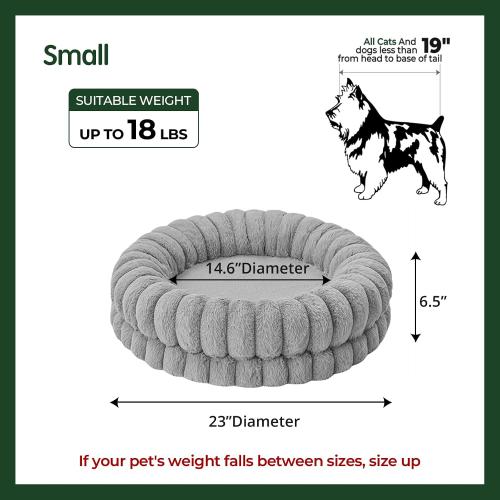 BALANCE Luxury Donut Dog Bed, 23 Inches Round Dog Beds for Small Dogs Washable, Orthopedic Calming Pet Bed for Puppy and Cats with Anti-Slip Bottom, cream