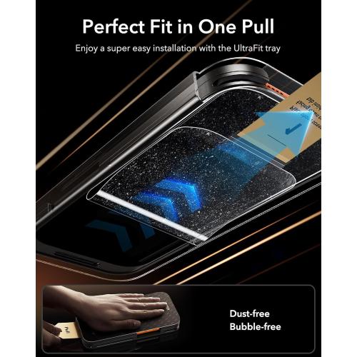 ESR Accessory Glass by Corning™ 3 Pack 9H  Glass for iPhone 17 Pro Screen Protector, with AR Anti-Reflective Technology, Military Grade Shatterproof & Durable with UltraFit Tray