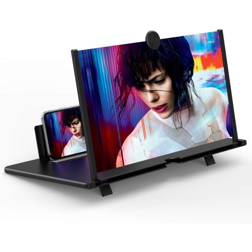 14 Screen Magnifier – 3D HD Cell Phone Magnifing Screen Enlarger Projector for Movies Videos and Gaming – Foldable Phone Stand Holder with Screen Amplifier Compatible with All Smartphones