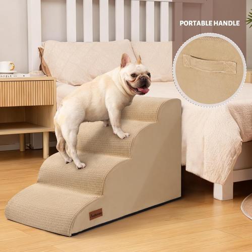 Aodisman Dog Steps for Bed or Couch,4-Step Pet Stairs Ramp for Small Dogs