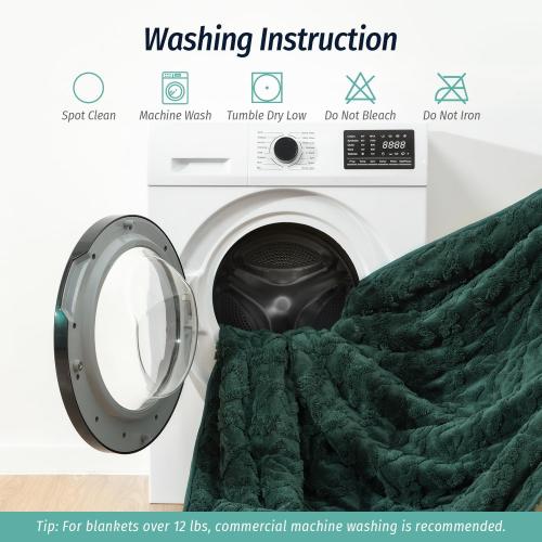 Wemore Weighted Blanket for Adults Twin Size 20 lbs, Dual Sided Soft Fuzzy Jacquard Sherpa Weighted Blankets for Sleeping, Cozy Fluffy Knitted Heavy Blanket for Couch Bed, Dark Green, 60 x 80 inches