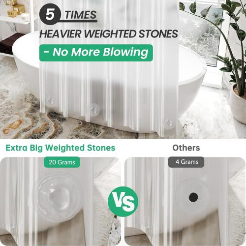 AmazerBath 48x72 Shower Curtain Stall, Small Shower Curtain for Shower Stall, Clear Bathroom Curtain Plastic, Thick PEVA Bathroom Accessories with 2 Clear Weighted Stones and 8 Grommet Holes