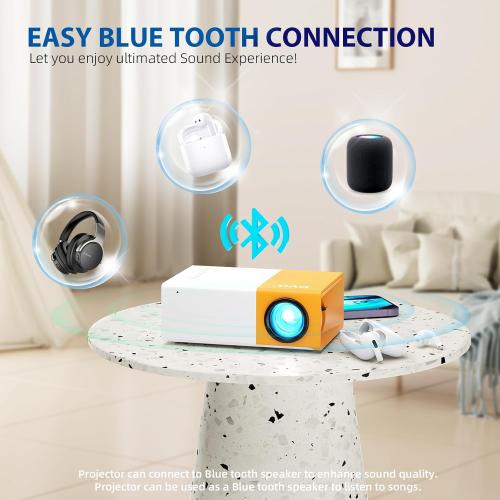 PVO Mini Projector Portable For Cartoon, Outdoor Video Projectors, LED Pico Movie-Projector for Home Theater, Kids Gift, Video Can Be Easily Mirrored Directly to The Projector Via Data Cable