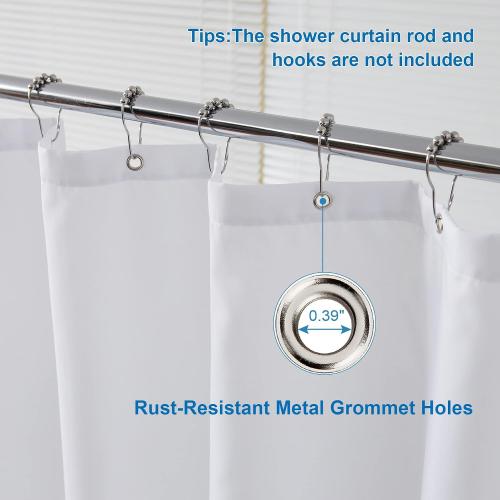 Amazer Long Stall Shower Curtain Liner Washable, 54 x 78 Inches, Fabric Shower Liner with 2 Bottom Stones, Waterproof RV Shower Curtain Liner, 9 Grommet Holes, Hotel Quality, White