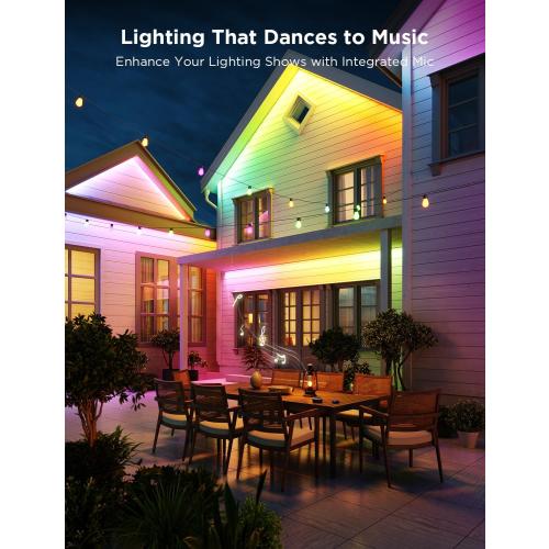 Govee Outdoor LED Strip Lights RGBIC with Warm and Cold White, 32.8ft 2.4G WiFi Smart Outdoor Lights, IP65 Waterproof, Work with Alexa and Google Assistant, App Control, for Porch, Patio, Eave, Party