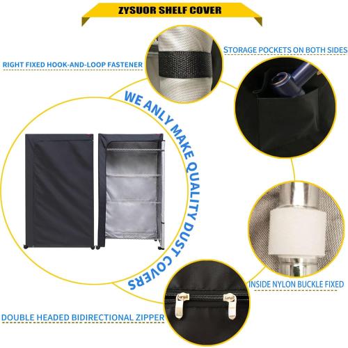 Size 36x24x72 Color Black Waterproof Dustproof Shelving Cover for Wire Shelf, 36 W x 24 D x 72 H – Heavy Duty Oxford Fabric with Clear Front & Two-Way Zipper for Pantry, Basement, Utility Room (Black, Cover Only)