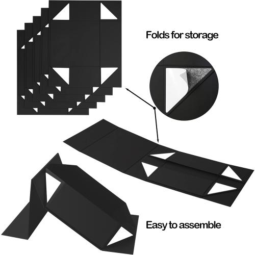 BOXHOME 3 Pack Large Gift Box, Black, 13x10x5 inch with Magnetic Lids Gift Packaging Box, Groomsmen Boxes for Presents Contains Card, Ribbon, ​Foldable