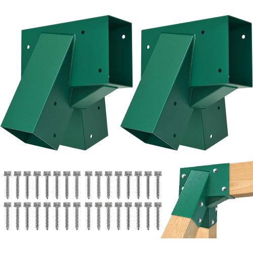 BeneLabel A-Frame 2 Swing Set Brackets, Heavy Duty Steel Swing Set Hardware with Mounting Hardware, DIY Swing Set End Bracket Swing Set Kit for 2 (4x4) Legs & 1 (4x6) Beam, Green