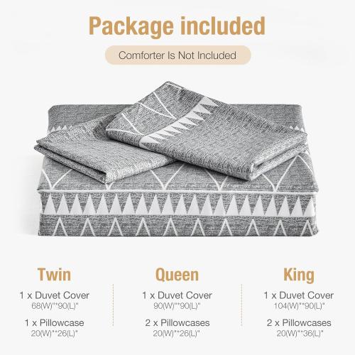 Cover King Size, Grey Breathable Comforter Cover King Size 1 PCS  Ultra Soft Brushed Bedding Duvet Cover Set with Zipper Ties (1 Duvet Cover 104x90 inches