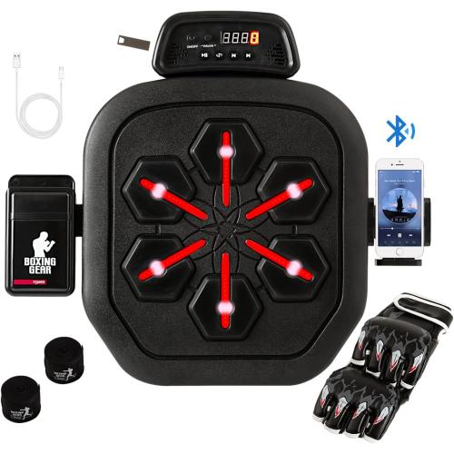 Smart Music Boxing Machine, Bluetooth Boxing Punching Game, Musical Workout Equipment, Wall Mount Home Trainning Boxing Target for Adult Kids with Storages, Gloves, Wristband