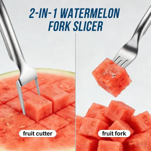 Watermelon Cutter Slicer,2-in-1 Stainless Steel Fruit Fork for Home Kitchen