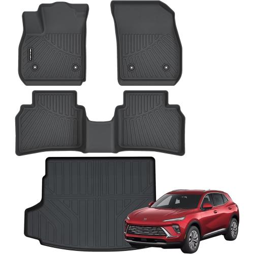 Floor Mats & Cargo Liner for 2021 2022 2023 2024 2025 Buick Envision All Weather Protection TPE Rubber Floor Liners for 2021-2025 Buick Envision Full Set Automotive Mat Accessories, Black